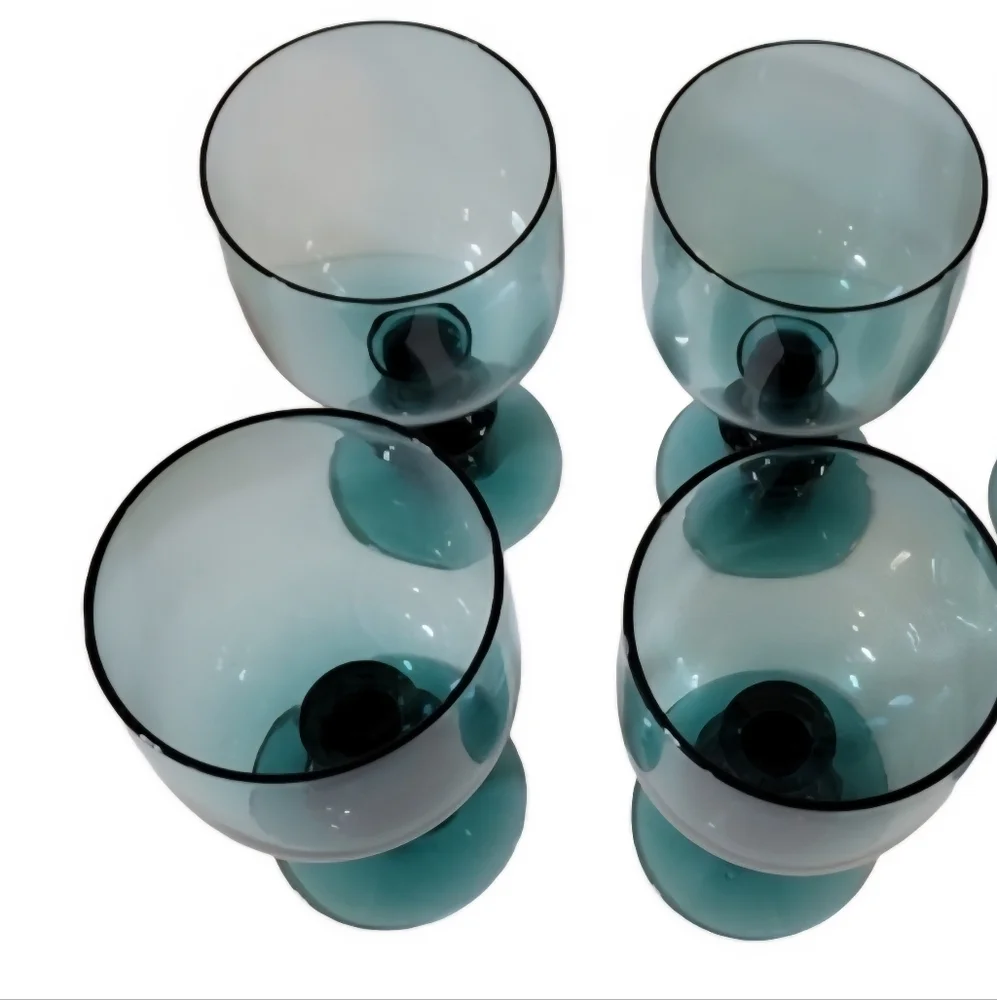 Heisey Yeoman Teal Goblets Set of 4